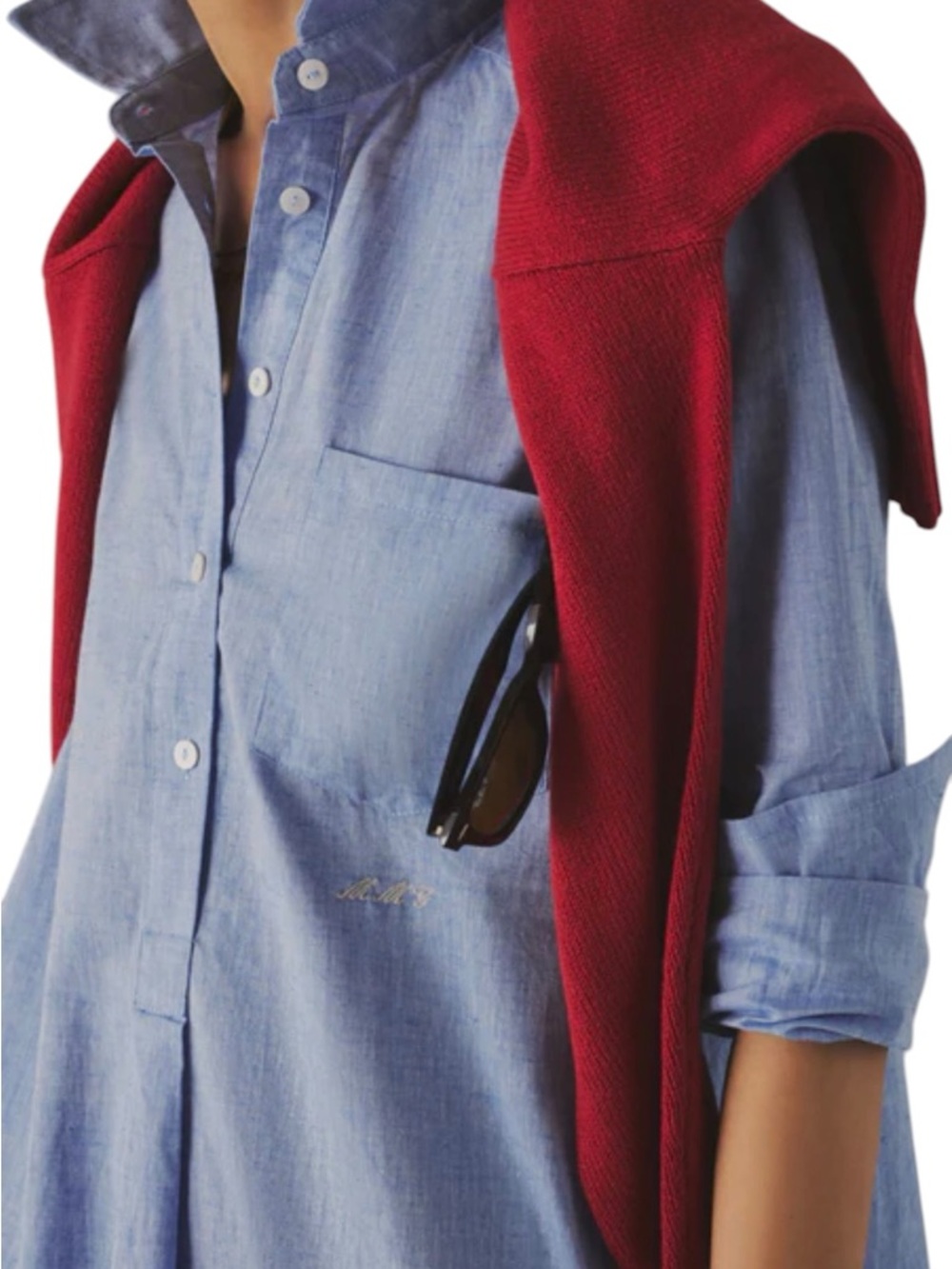 Tuckernuck Callahan Light Blue chambray Long-Sleeve Shirt Dress ruffle hem xs - Picture 6 of 15